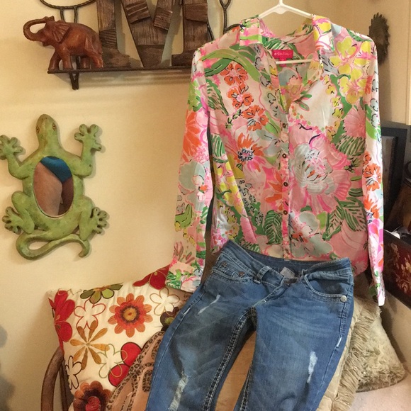 Great Lilly Pulitzer Nosey Posey button down S! - Picture 2 of 7